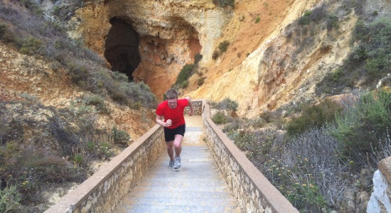 Running up steps on the Luxury Algarve Bootcamp