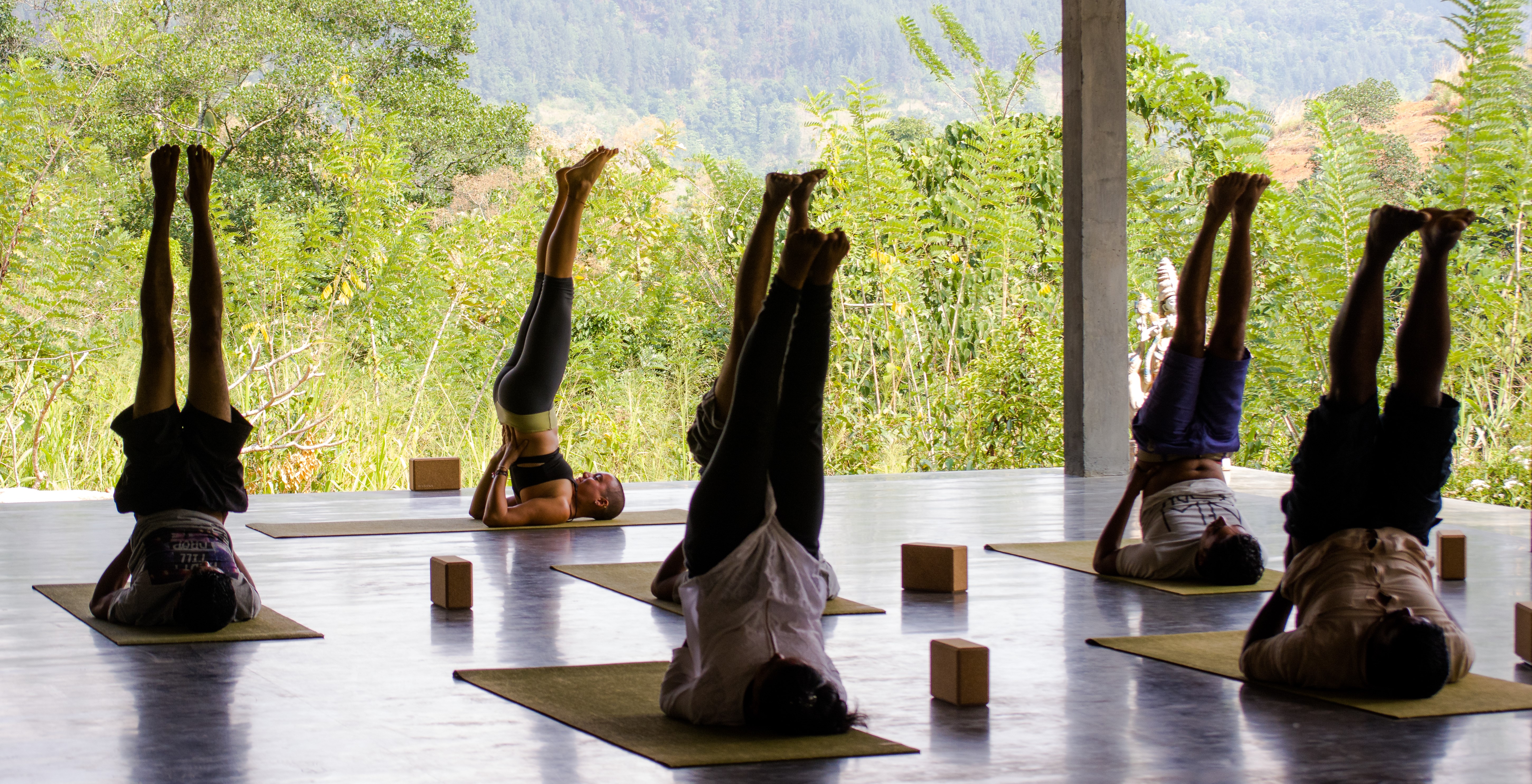 Group yoga class at Santani wellness resort in Sri Lanka