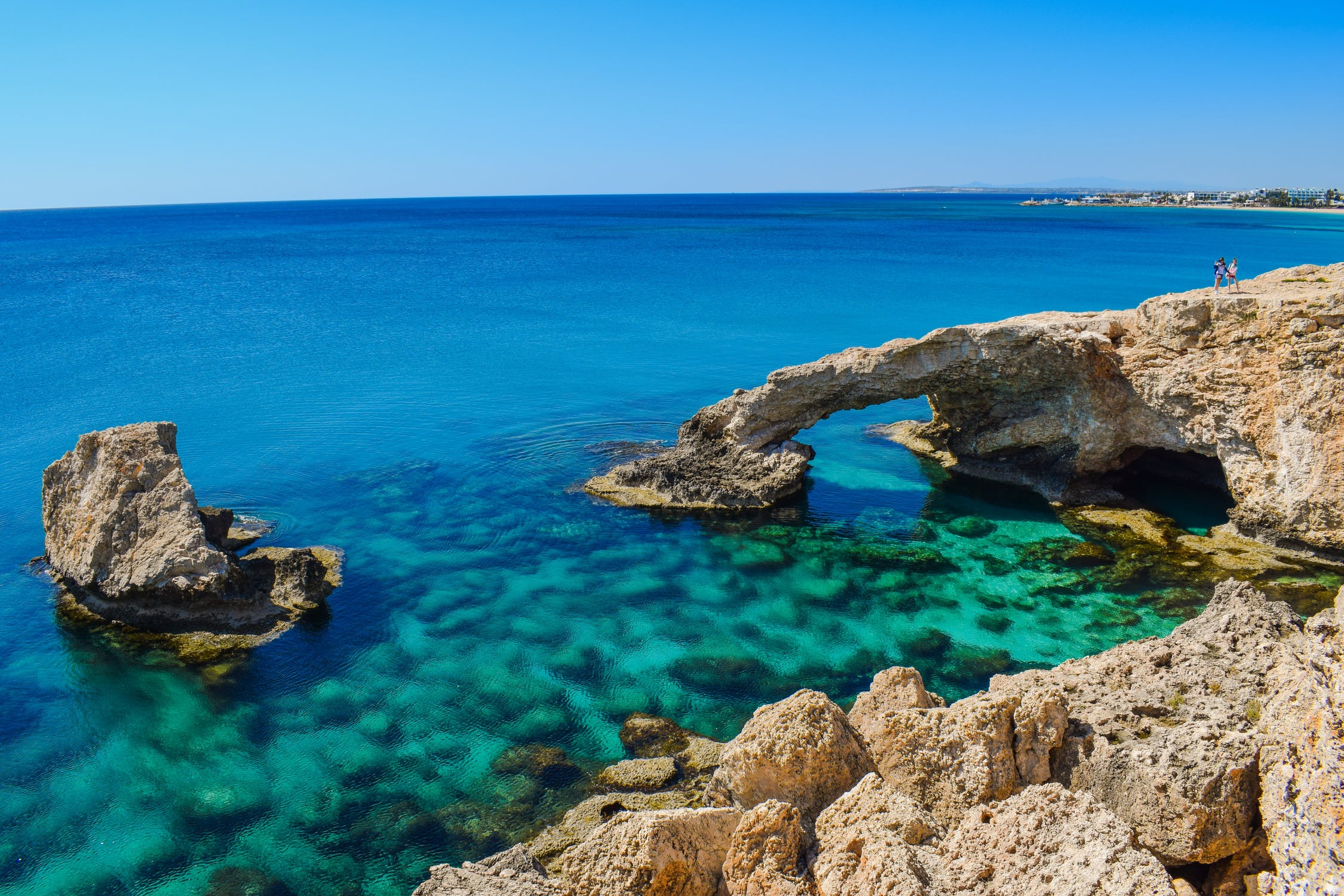 Rock formations in the sea off the island of Cyprus